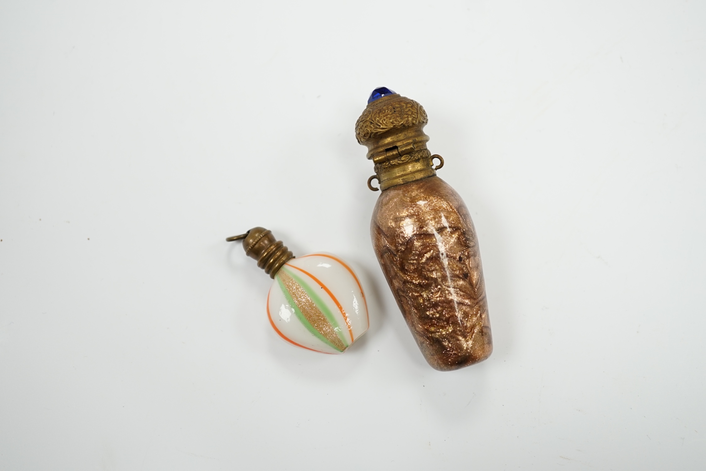 Two Venetian glass scent bottles, one with gilt metal mounts largest 7.5cm high - Image 2 of 3