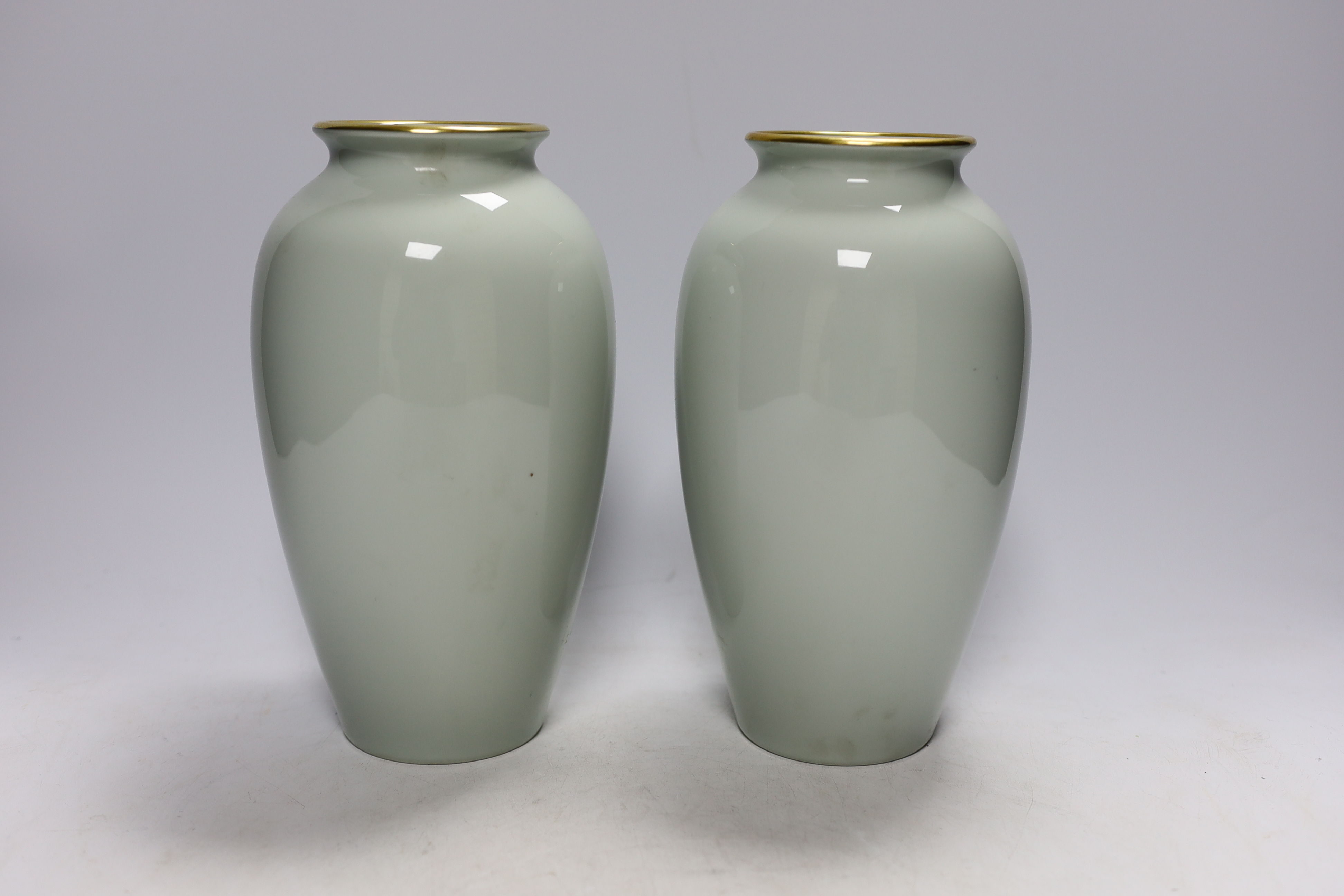 A pair of Japanese Fukagawa presentation vases, with Imperial sixteen petal chrysanthemum mon, - Image 2 of 4