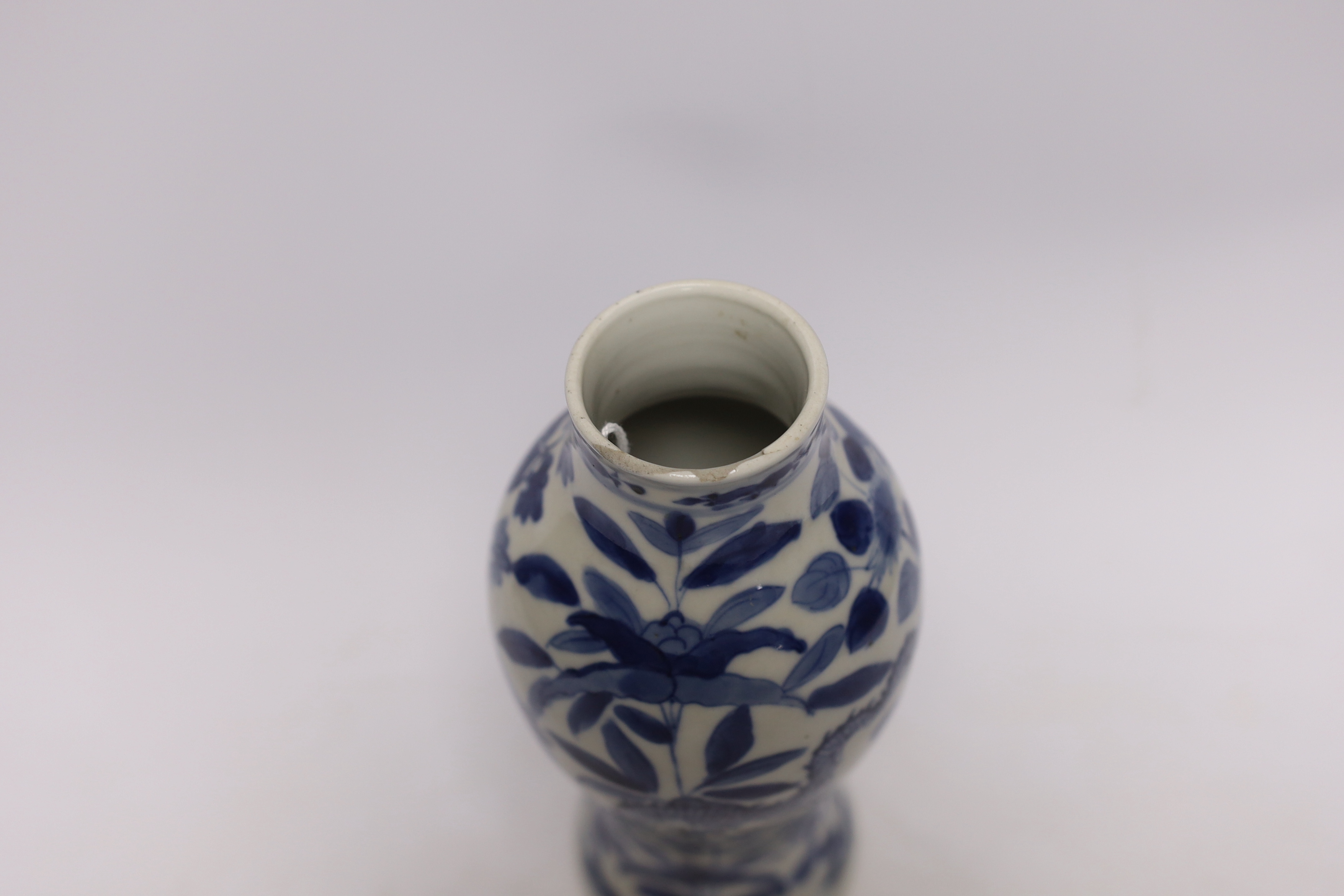 A Chinese blue and white dragon vase, Kangxi mark, late 19th century, 20.5cm high - Image 3 of 4