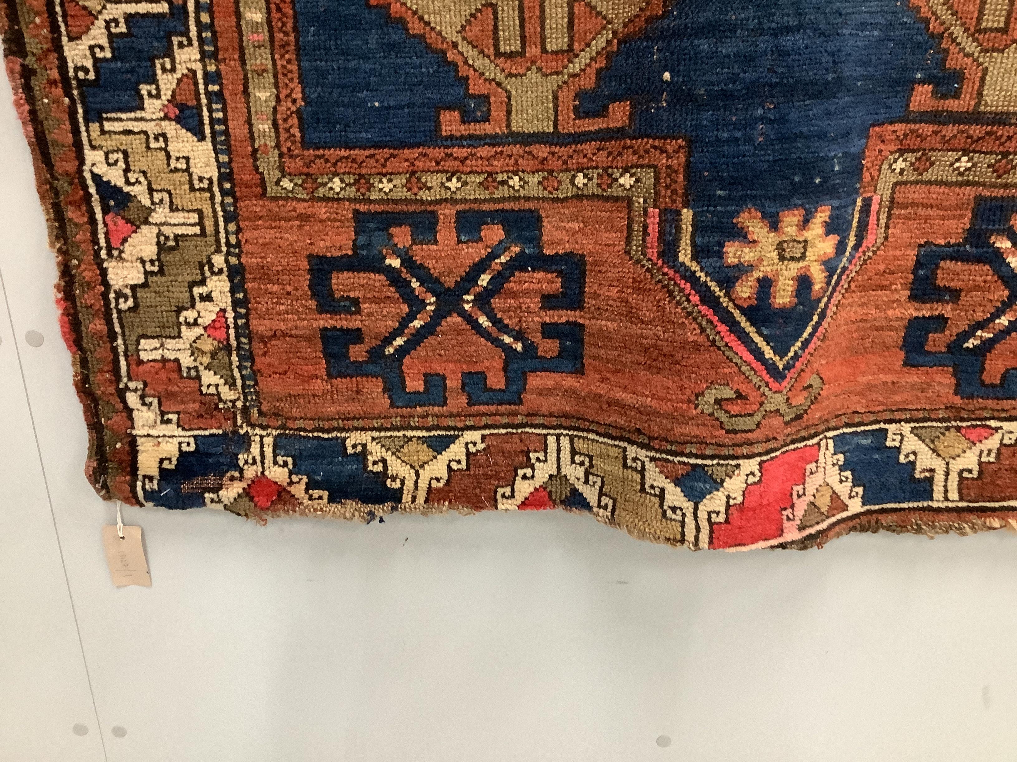 An antique Caucasian blue ground rug, 160 x 115cm - Image 3 of 4