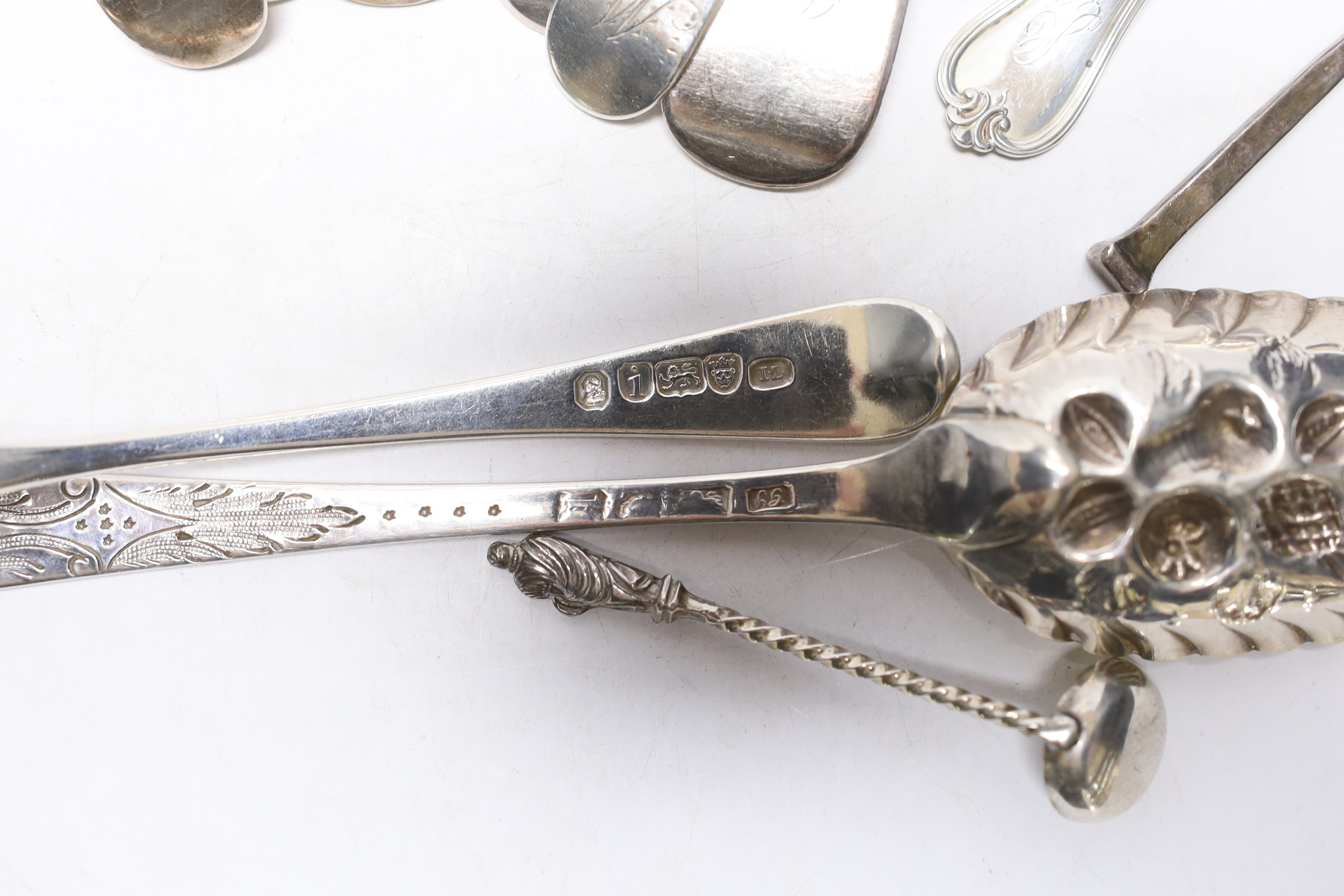 A George III Old English pattern berry spoon, maker George Smith (III), London 1777 and twelve other - Image 3 of 3