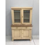 A late 19th century Continental painted pine kitchen cabinet, width 104cm, depth 56cm, height 169cm