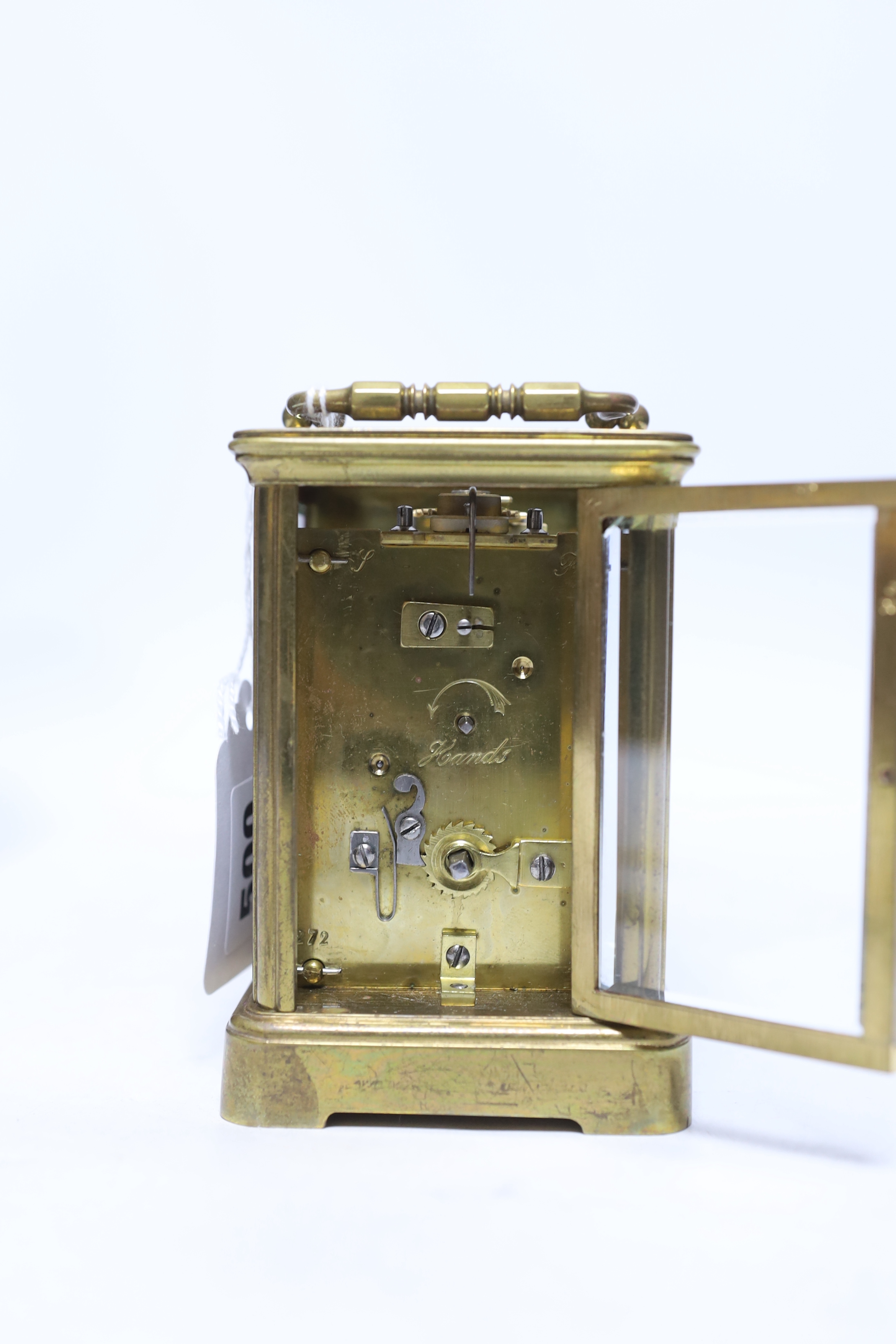 A cased brass carriage timepiece, 11.5cm - Image 4 of 5