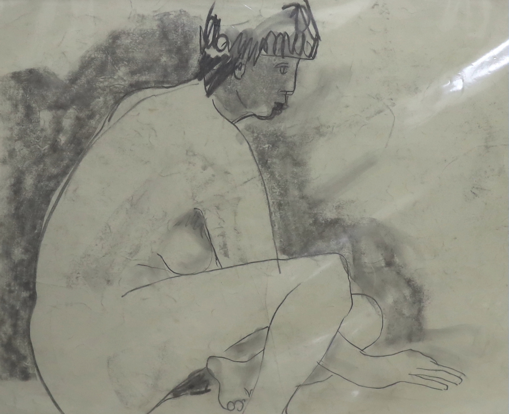 Hugo “Puck” Dachinger (1908-1995), six charcoal sketches, Nude studies, unsigned, four mounted, - Image 5 of 6