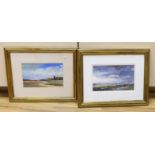 Tom Keating (1917-1984), pair of impressionist oils, Landscapes, each signed, 12 x 20cm