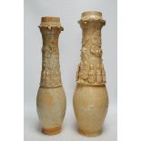 Two large Chinese qingbai funerary jars, Song dynasty, tallest 52cm high