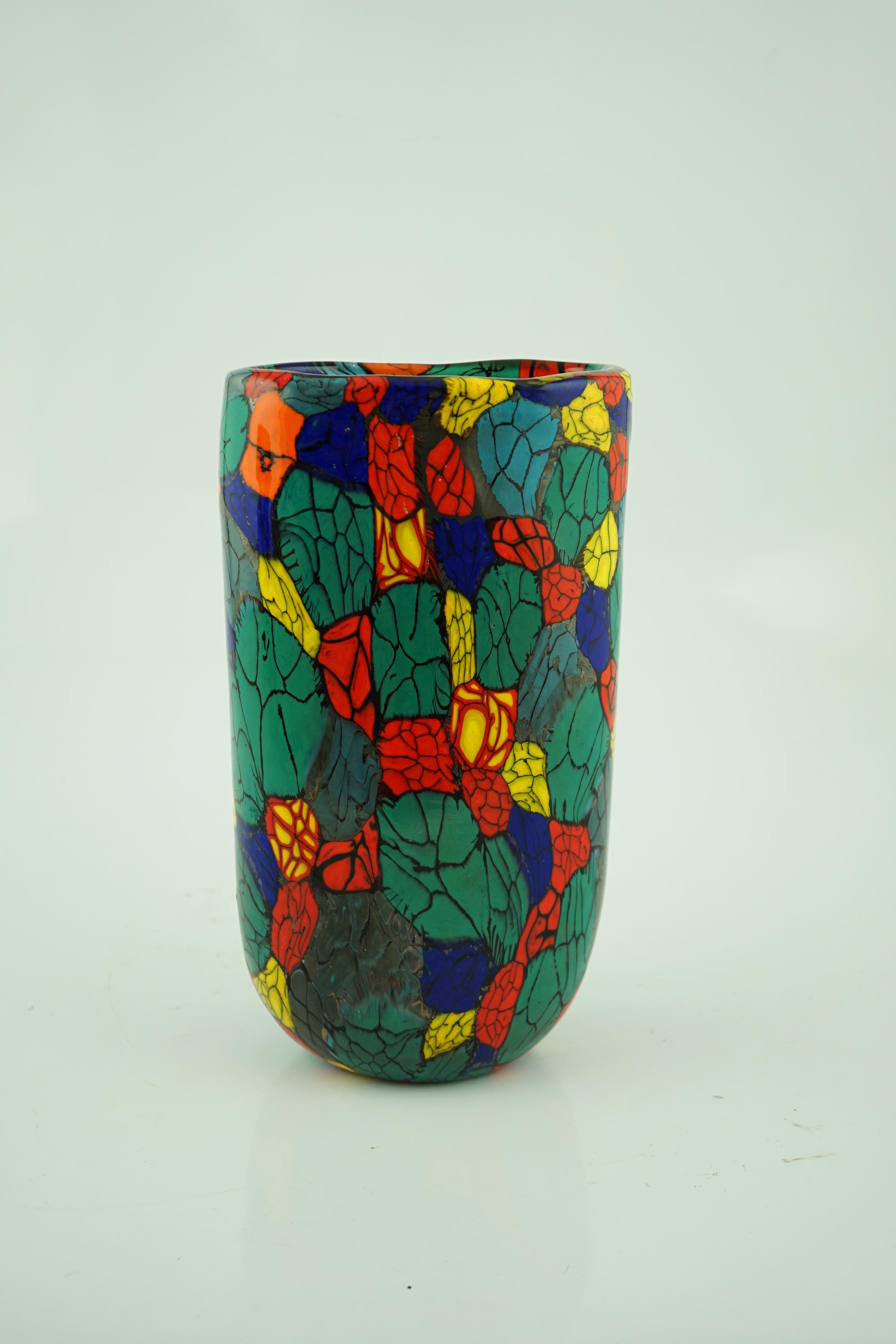 ** ** Vittorio Ferro (1932-2012) A Murano glass Murrine vase, cylindrical, with a multicoloured