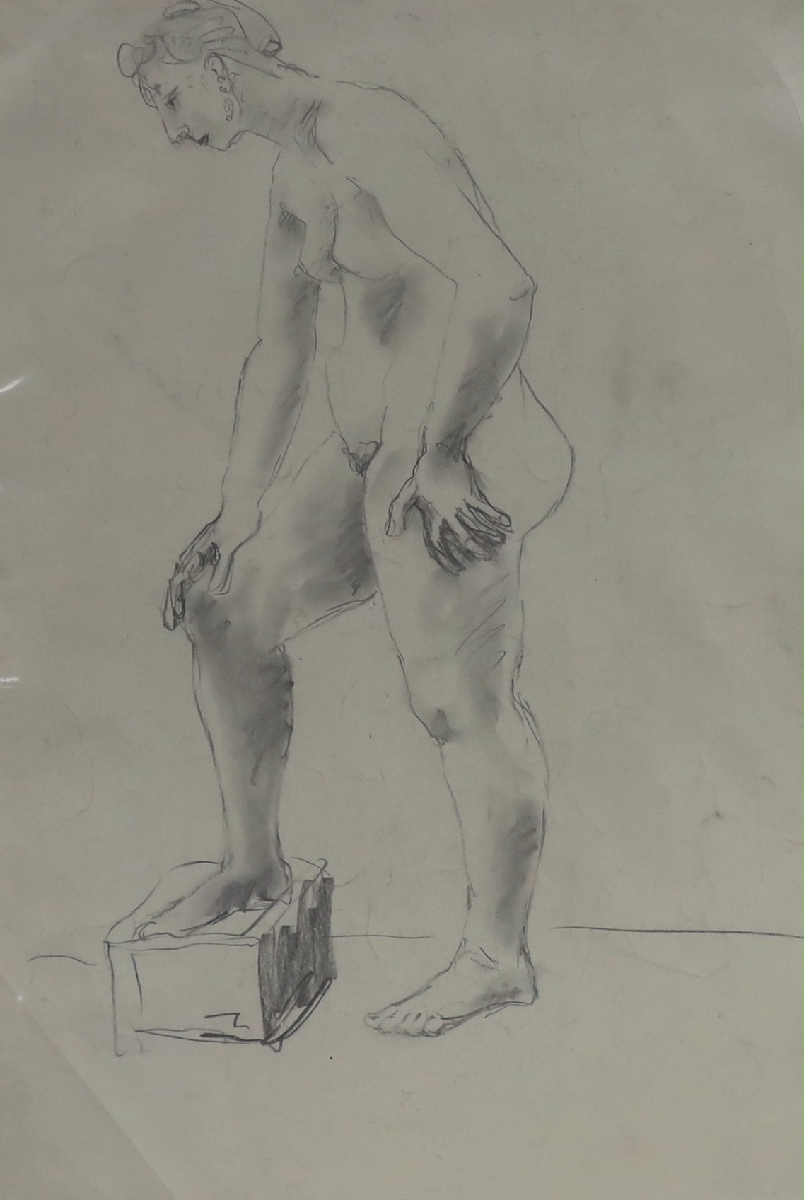 Hugo “Puck” Dachinger (1908-1995), six charcoal sketches, Nude studies, unsigned, four mounted, - Image 3 of 6