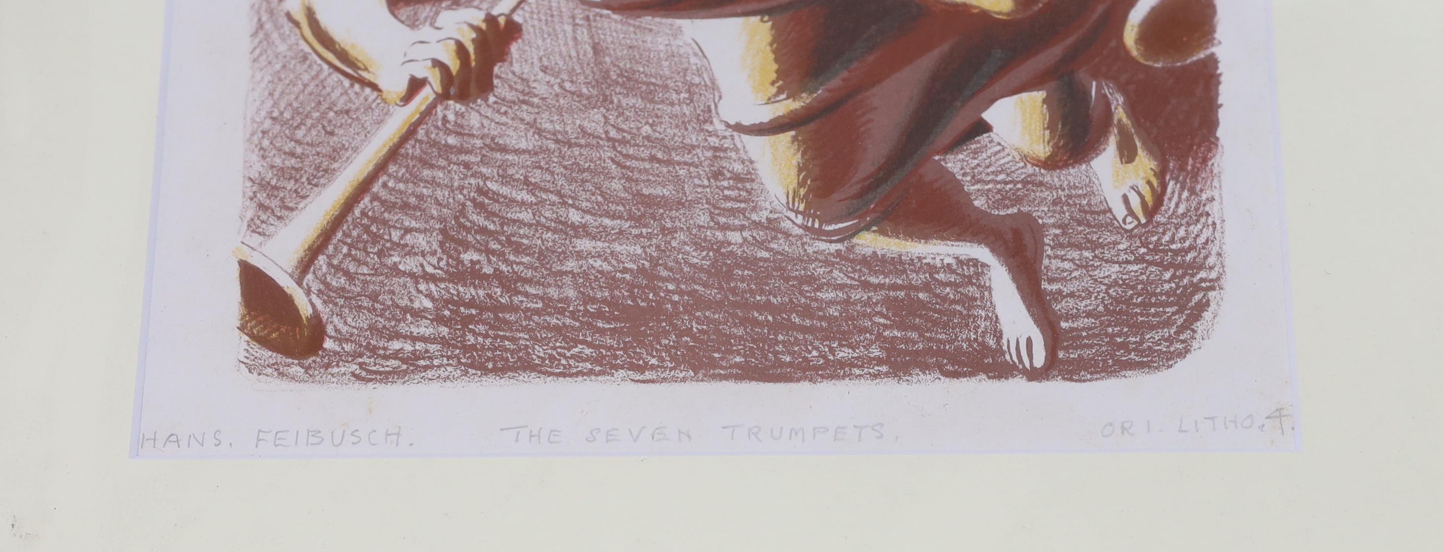Hans Feibusch (German/British, 1898-1998), colour lithograph, The seven trumpets, inscribed in - Image 3 of 3