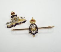 An Edwardian 15ct, enamel and rose cut diamond set Prince of Wales Order of The Garter insignia