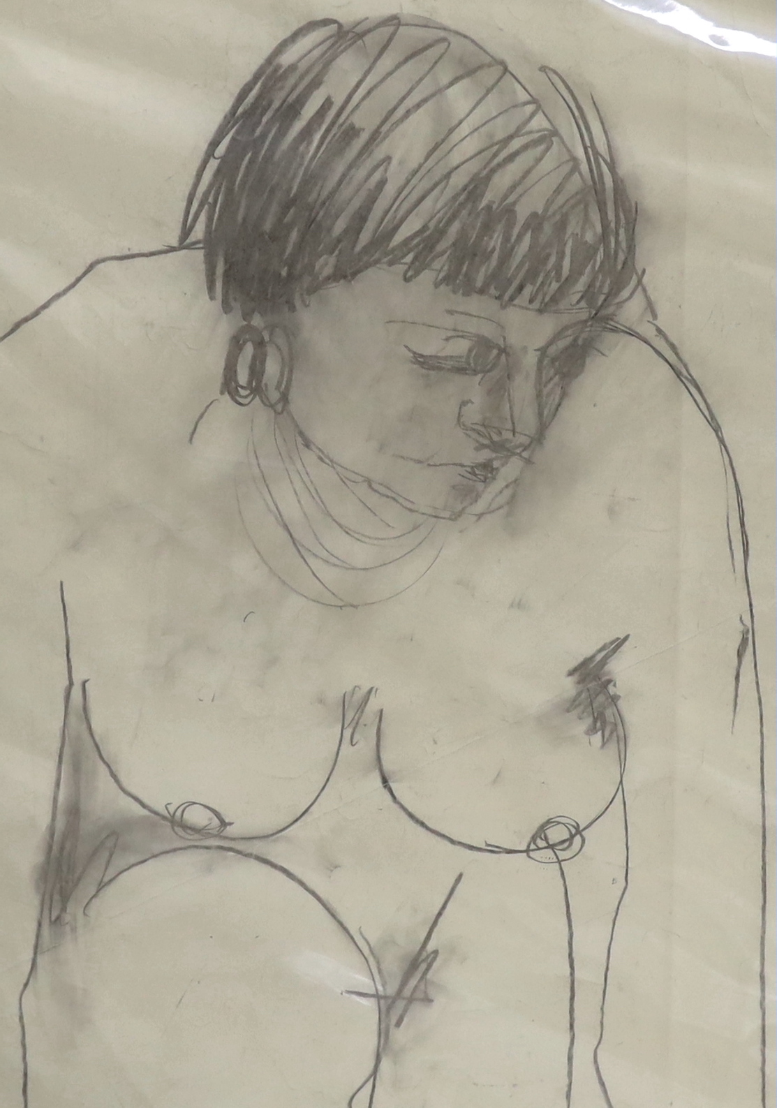 Hugo “Puck” Dachinger (1908-1995), six charcoal sketches, Nude studies, unsigned, four mounted, - Image 4 of 6