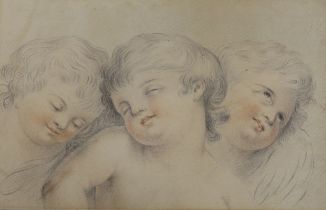 Attributed to Giovanni Battista Cipriani RA (Italian, 1727-1785), old master chalk, Three cherubs,