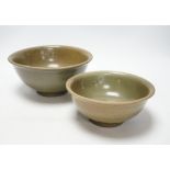 Two Chinese celadon bowls, Yuan-Ming dynasty, largest 22.5cm diameter