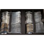 A cased canteen of French Christofle silver plated bow pattern cutlery, a twelve piece setting