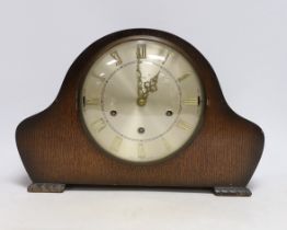 A Smiths three train mantel clock 25cm high