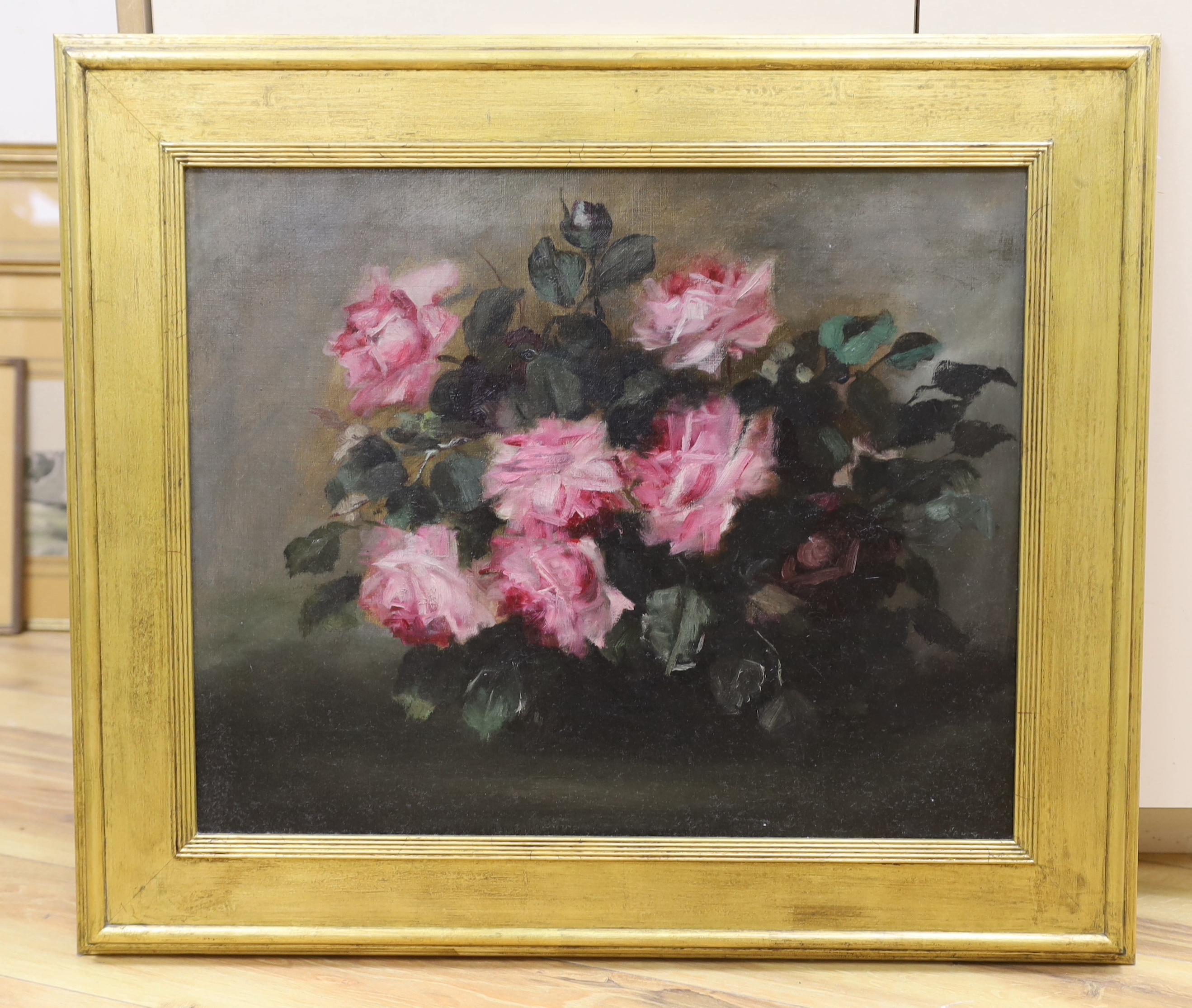 Oil on canvas, Still life of roses, unsigned, 44 x 54cm - Image 2 of 3