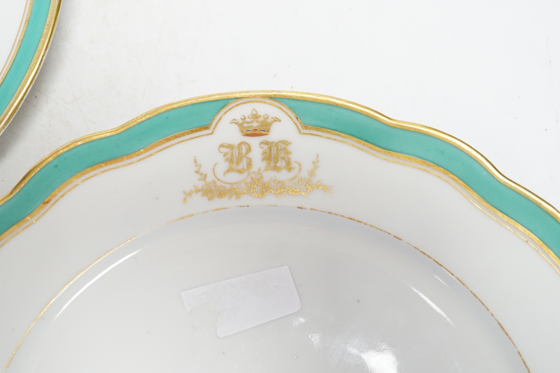 A pair of Russian Imperial Porcelain Factory plates with Alexander cipher to the reverse and crowned - Image 3 of 4