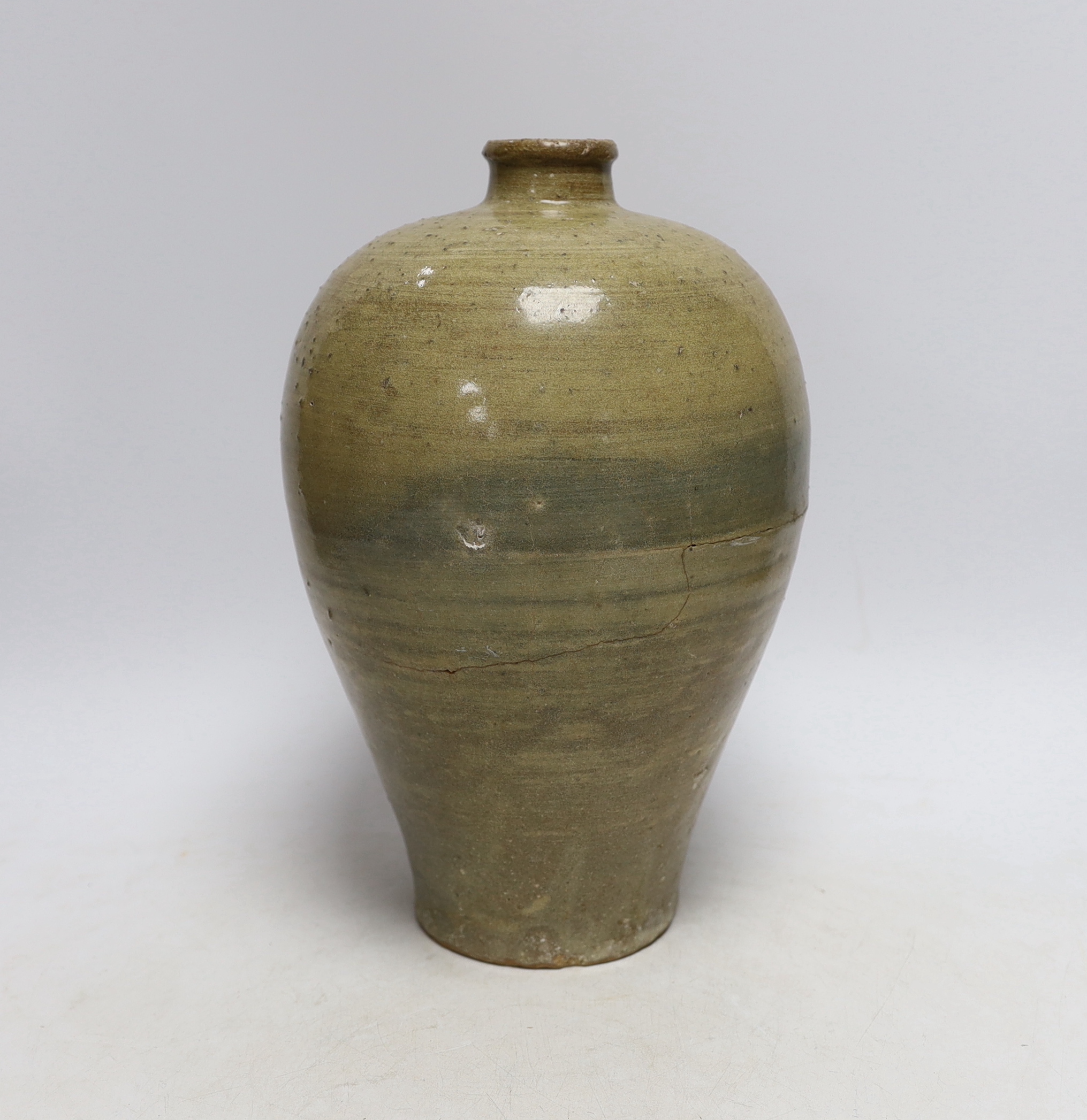 A Chinese glazed pottery Meiping, Tang dynasty, 27cm high