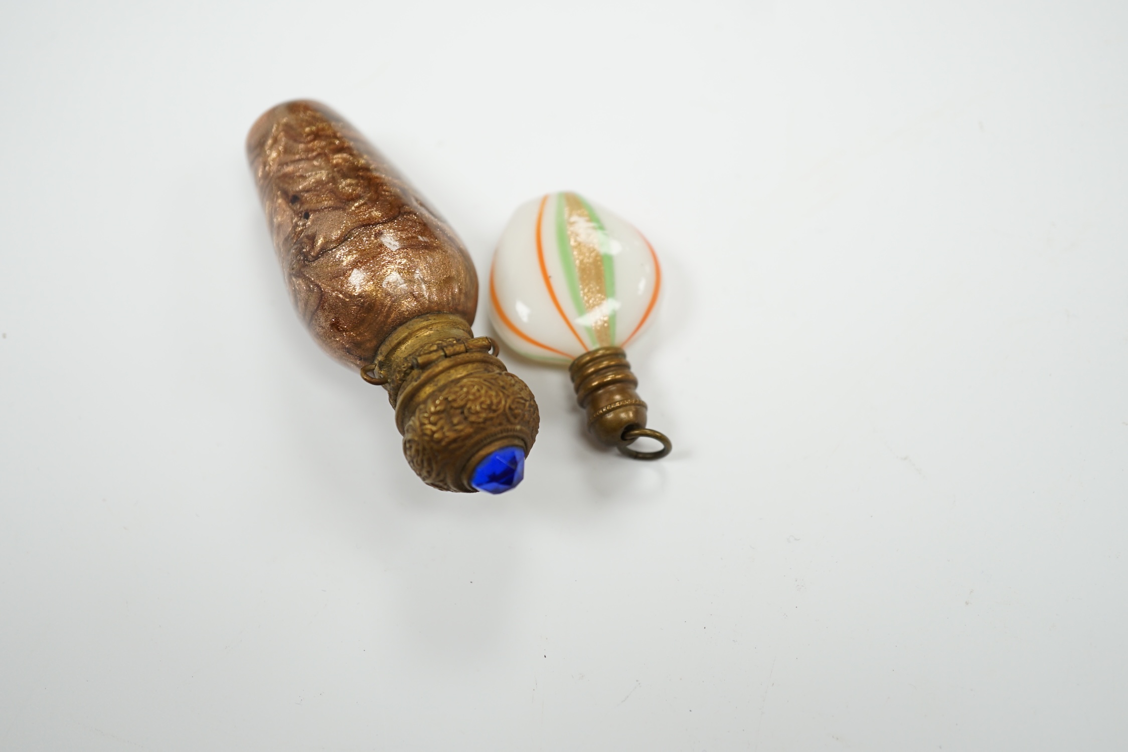 Two Venetian glass scent bottles, one with gilt metal mounts largest 7.5cm high - Image 3 of 3