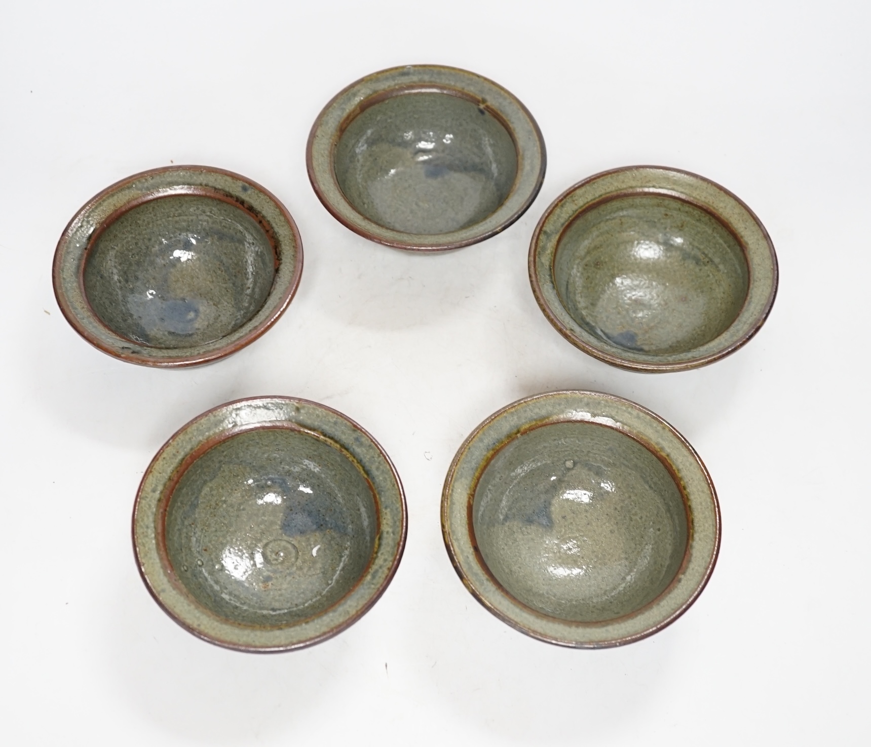 Five Studio pottery bowls, with Henry Hammond Potter's stamp to base