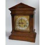 An Edwardian oak mantel clock, dial inscribed J Duncan, Paisley, 41cm high