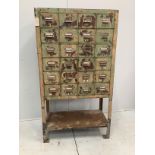 An industrial style painted metal twenty-four drawer filing chest, width 80cm, depth 40cm, height