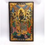 A 19th century and later Russian Icon, 32cm x 53cm