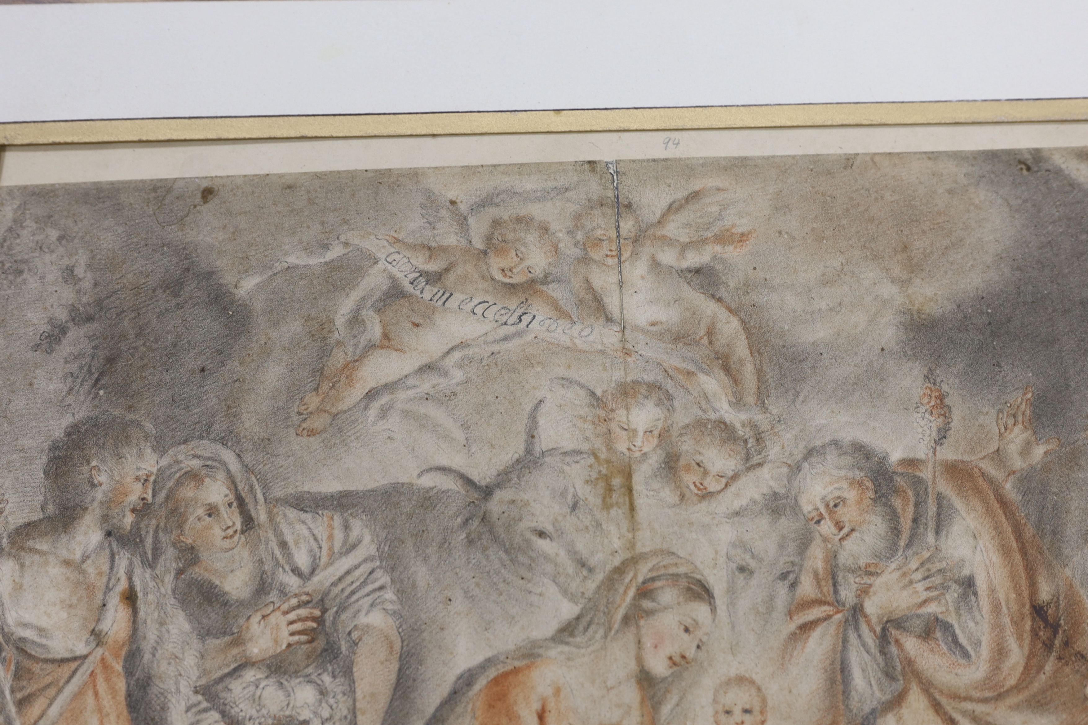 Manner of Jacopo Bassano (Italian, 1510-1592), old master, pencil and charcoal, ‘Nativity’, - Image 3 of 3