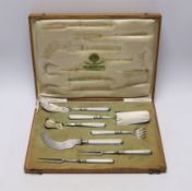 An early 20th century Russian 84 zolotnik seven piece serving set, by Ivan Morozov, largest piece