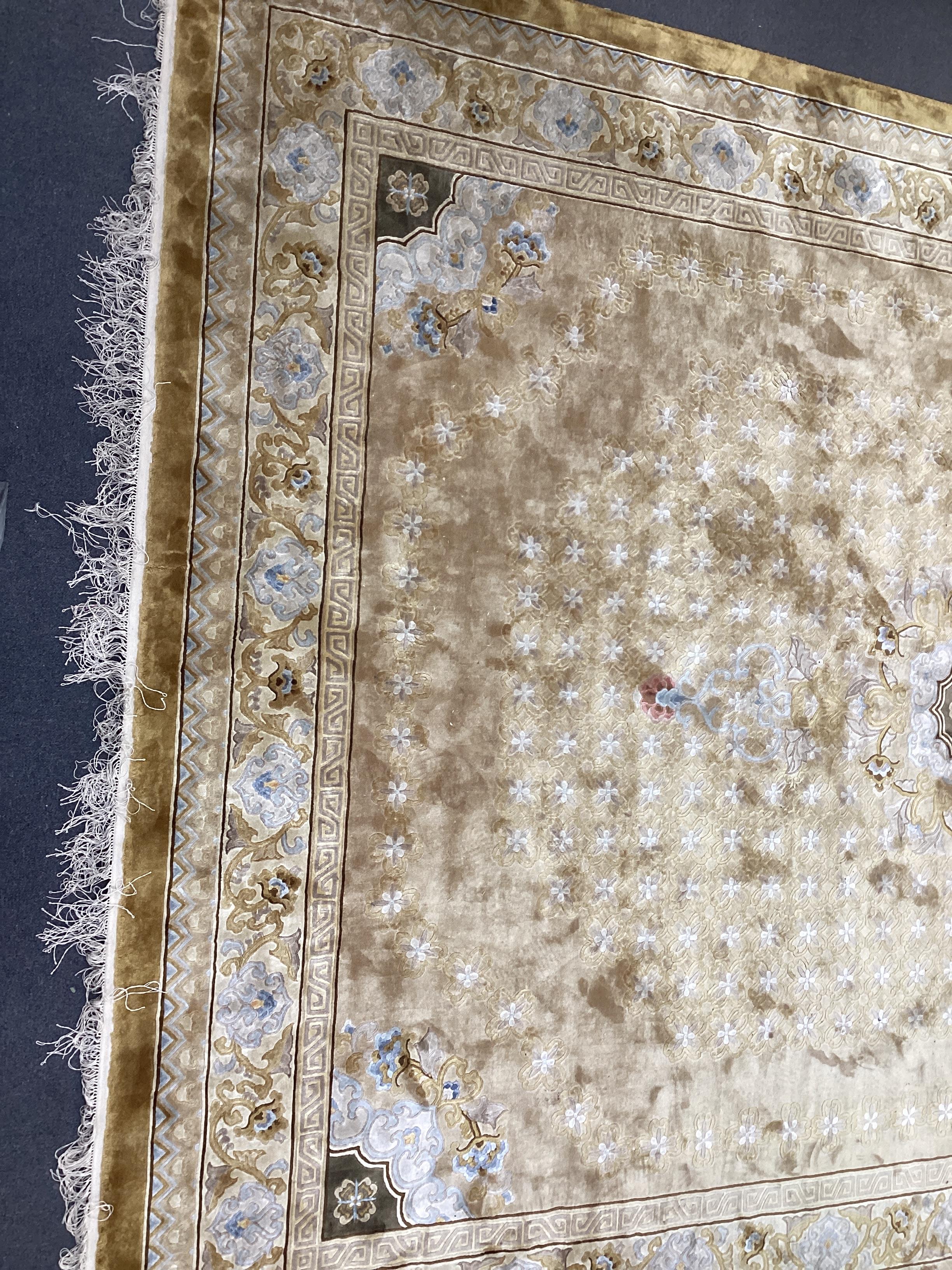 A Chinese gold ground carpet, 370 x 280cm - Image 2 of 4