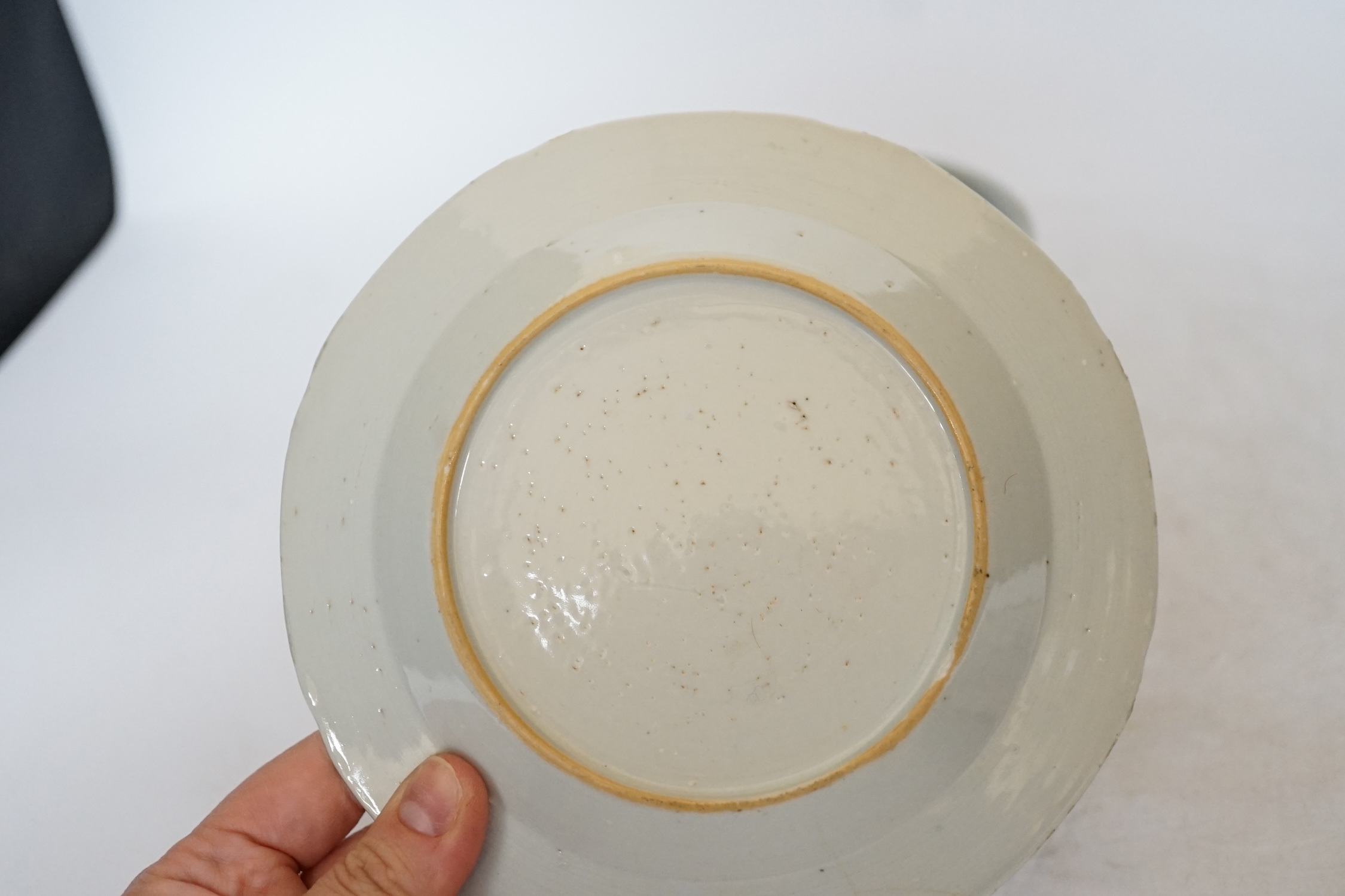 A Chinese Ming blue and white bowl and two Qing dynasty dishes, largest 17cm diameter - Image 6 of 6
