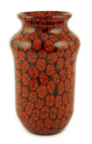 ** ** Vittorio Ferro (1932-2012), a Murano glass Murrine vase, in orange and black, signed,