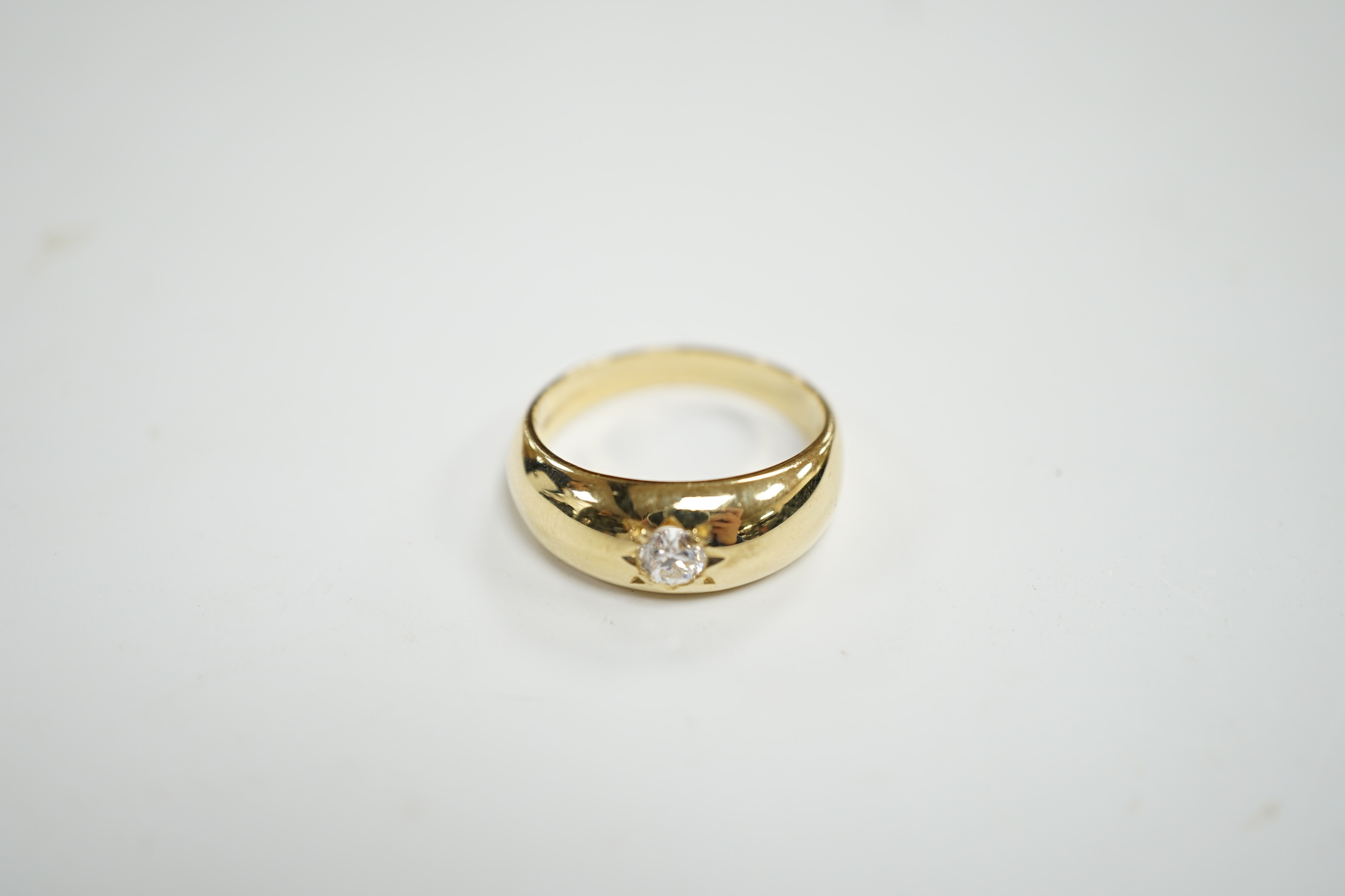 An 18ct gold and gypsy set solitaire diamond ring, size Q, gross weight 6.7 grams. - Image 2 of 3