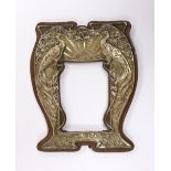 An Edwardian Art Nouveau repousse silver mounted photograph frame, decorated with peacocks, Henry
