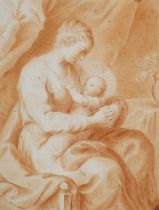 Manner of Francesco Solimena (Italian, 1657-1747), old master sanguine chalk, Madonna and child,