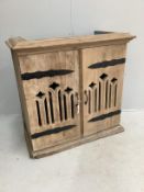 A Gothic style hardwood side cabinet, width 95cm, depth 45cm, height 94cm