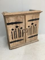 A Gothic style hardwood side cabinet, width 95cm, depth 45cm, height 94cm