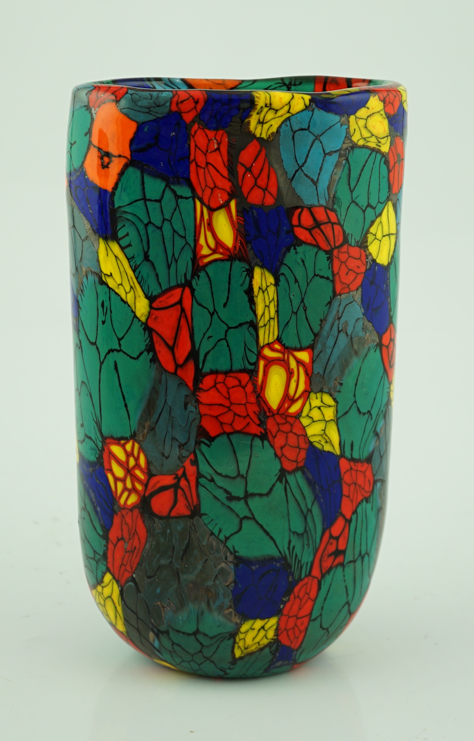 ** ** Vittorio Ferro (1932-2012) A Murano glass Murrine vase, cylindrical, with a multicoloured - Image 2 of 6