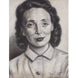 Mid 20th century, charcoal, Study of a woman, indistinctly signed and dated 1959, 43 x 34cm