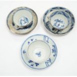 Three Chinese blue and white Ca Mau cargo teabowls and saucers, 18th century, 11.5cm diameter