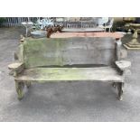 A rustic elm garden bench, width 195cm, depth 62cm, height 92cm