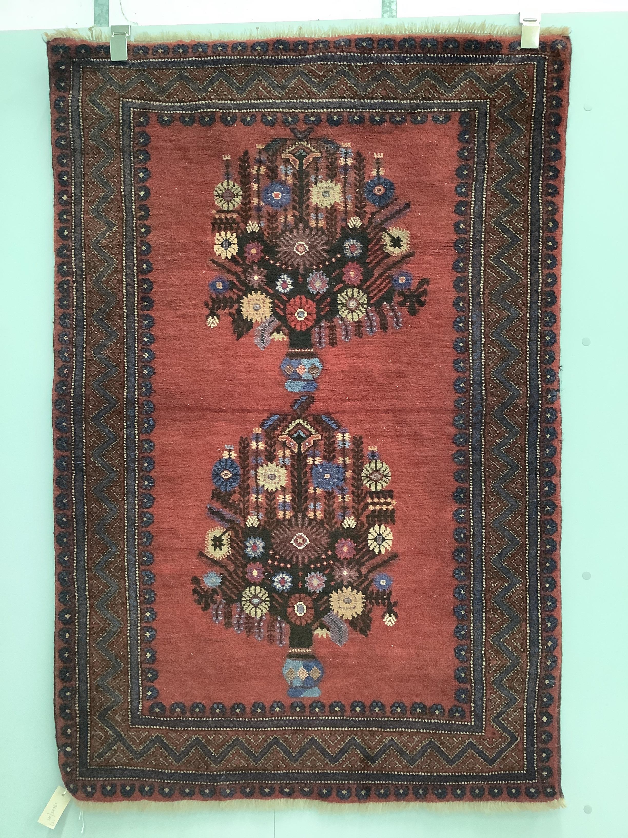 Two Persian red ground rugs, larger 148 x 102cm - Image 2 of 4