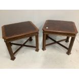 A pair of reproduction George III style mahogany occasional tables, width 56cm, depth 65cm, height