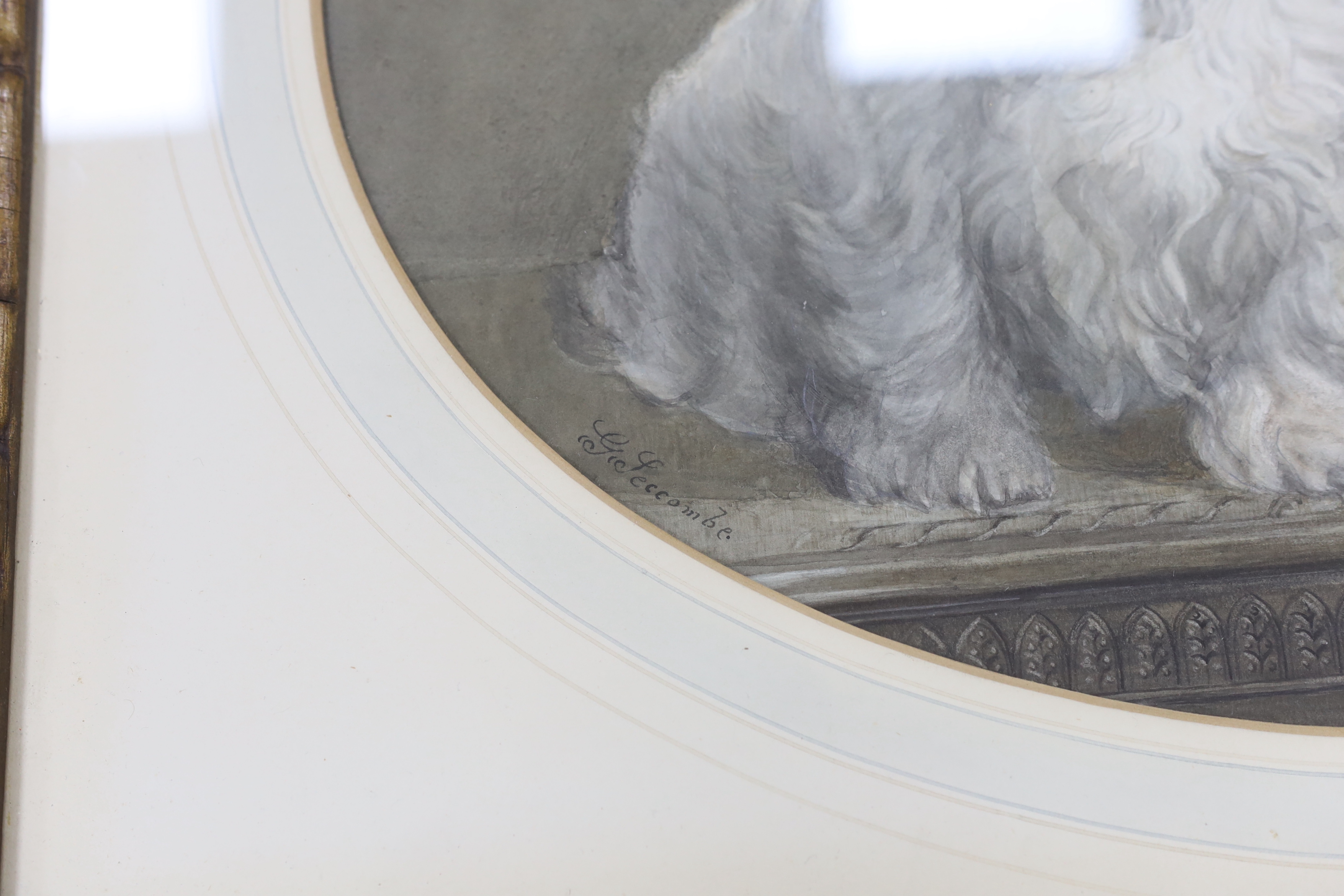 G. Leccombe, 20th century oval watercolour, Study of two terriers, signed, 33 x 43cm - Image 3 of 4