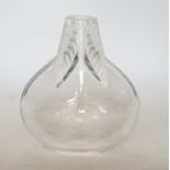 A Lalique Osumi Leaf glass vase, 17cm