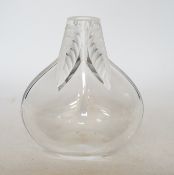 A Lalique Osumi Leaf glass vase, 17cm