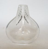 A Lalique Osumi Leaf glass vase, 17cm