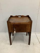A George III mahogany tray top commode, width 56cm, depth 49cm, height 77cm