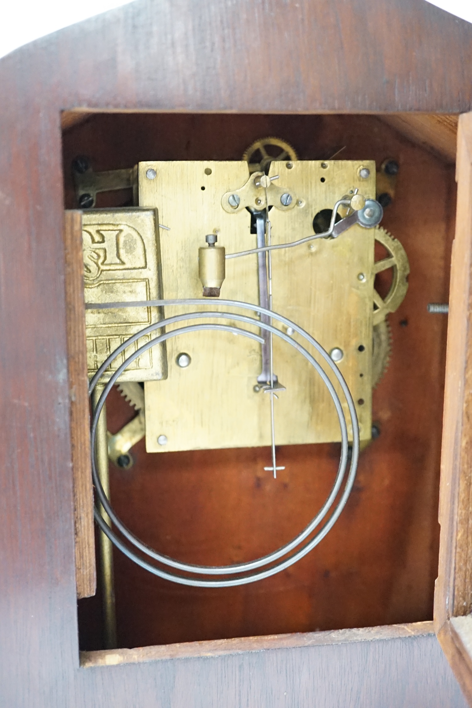 An Edwardian shell inlay mantel clock, with a Philipp Haas and Sons movement striking on a coiled - Image 4 of 4