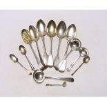 A George III Old English pattern berry spoon, maker George Smith (III), London 1777 and twelve other